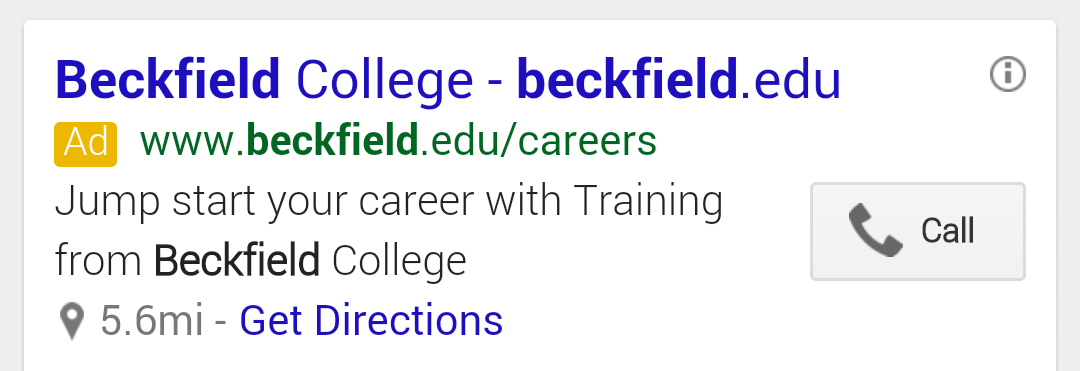 Beckfield Call Extension on Mobile