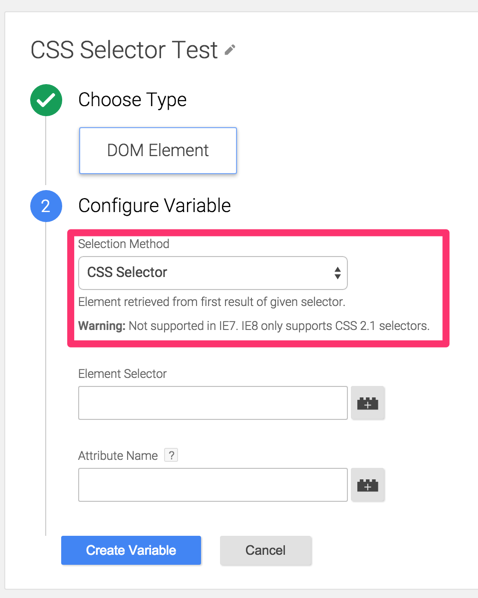 Using CSS Selector Variables in Google Tag Manager 2
