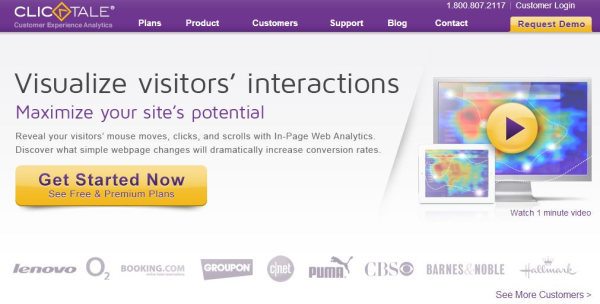 Clicktale homepage for customer experience analytics