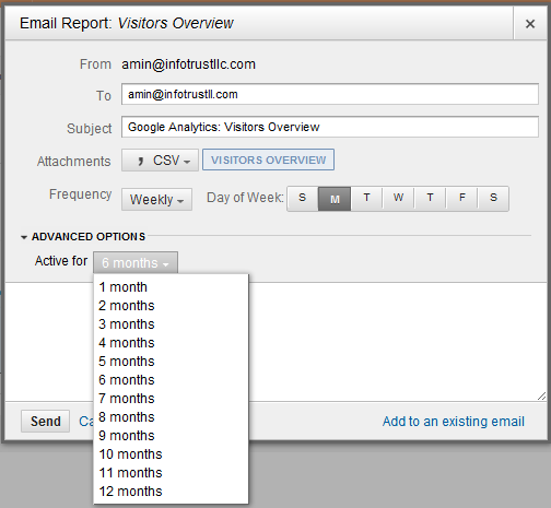 Google Analytics Email Report Advanced Options