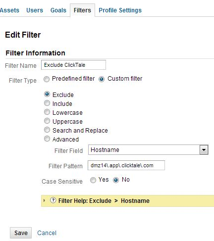 Exclude Click Tale Filter for Google Analytics