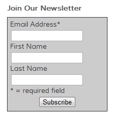 sign up form on newsletter