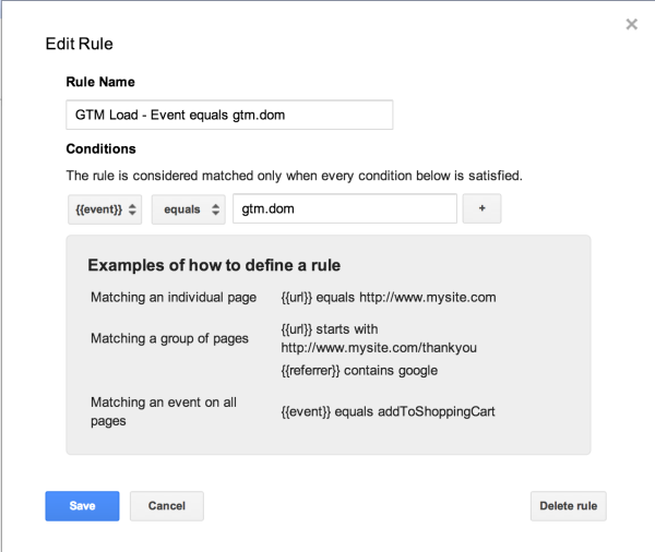 Add a firing rule of event equals gtm.dom