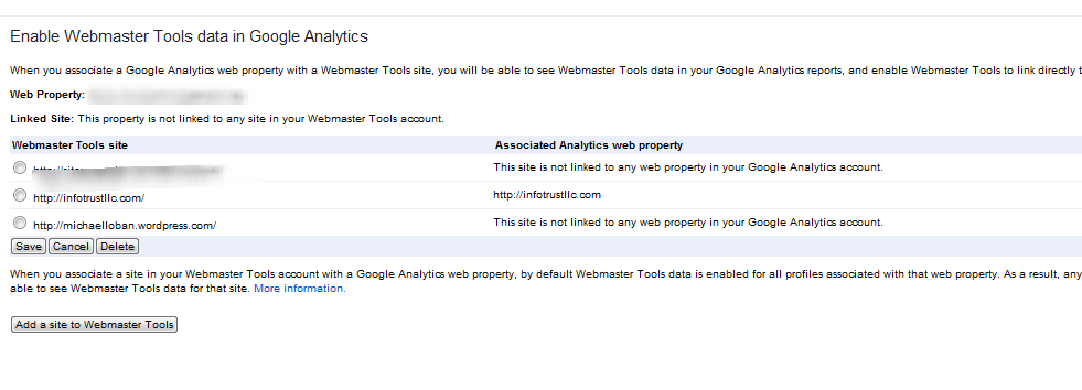 Webmaster Tools Google Analytics