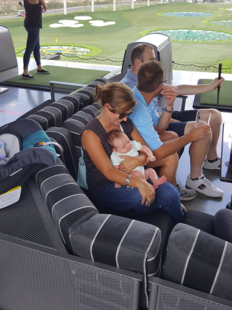 Heather & Baby Abigail at Top Golf