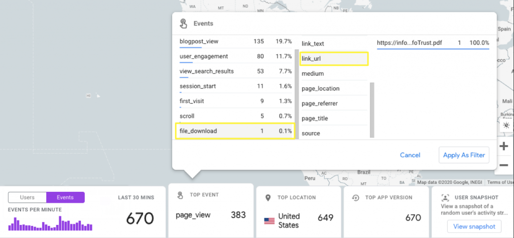 App + Web tagging events