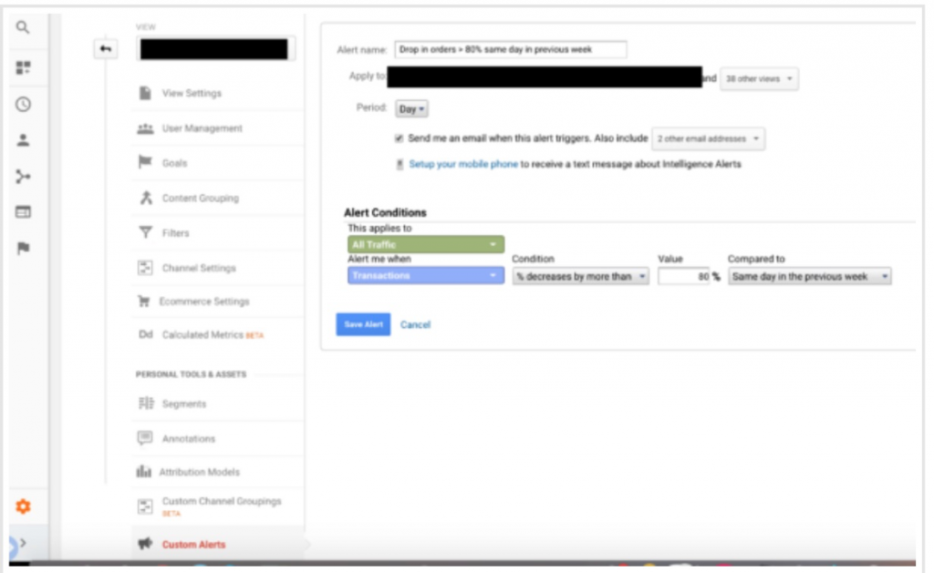 Monitoring and alerting Google Analytics